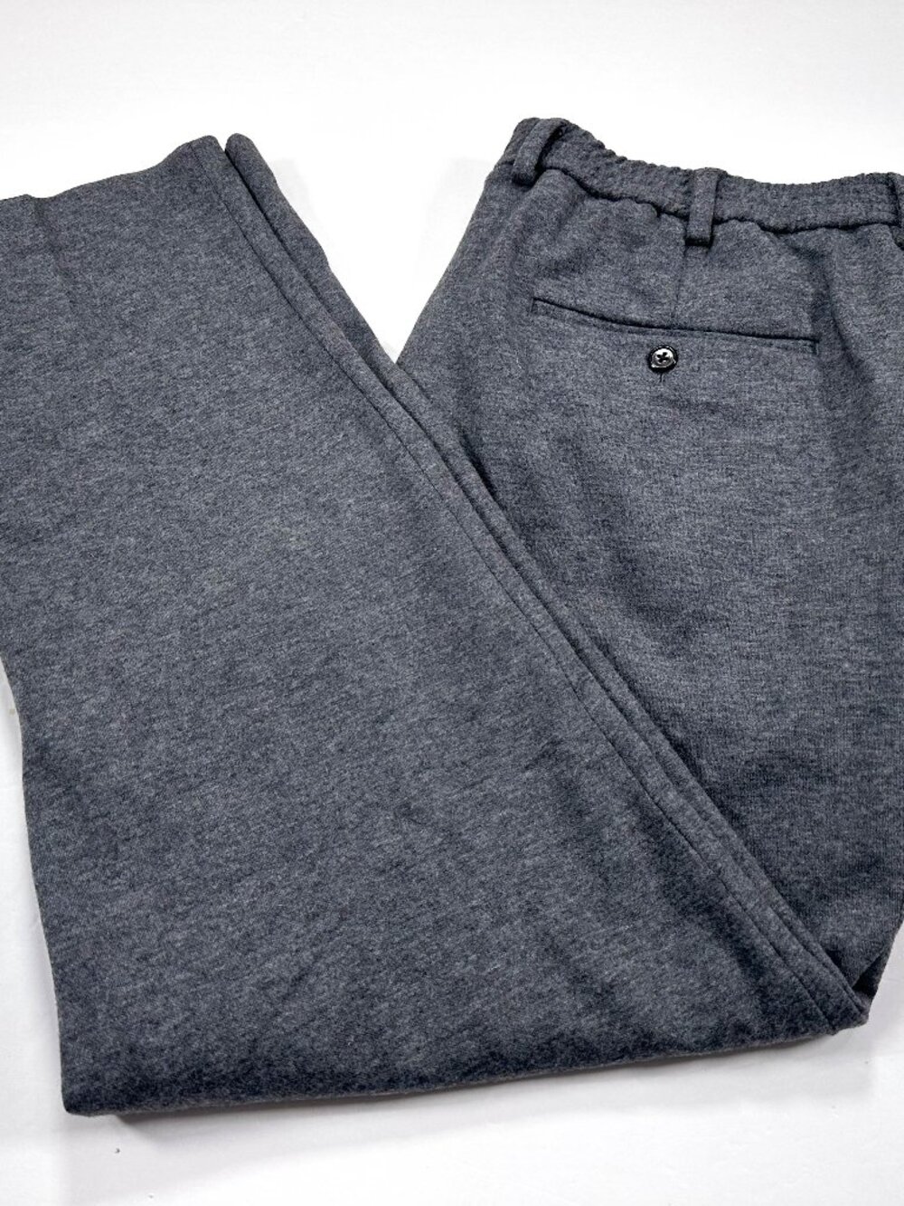 J Crew XL 36x30 Gray Knit Elastic-Back Suit Pant Wool Cotton Blend NEW NWT